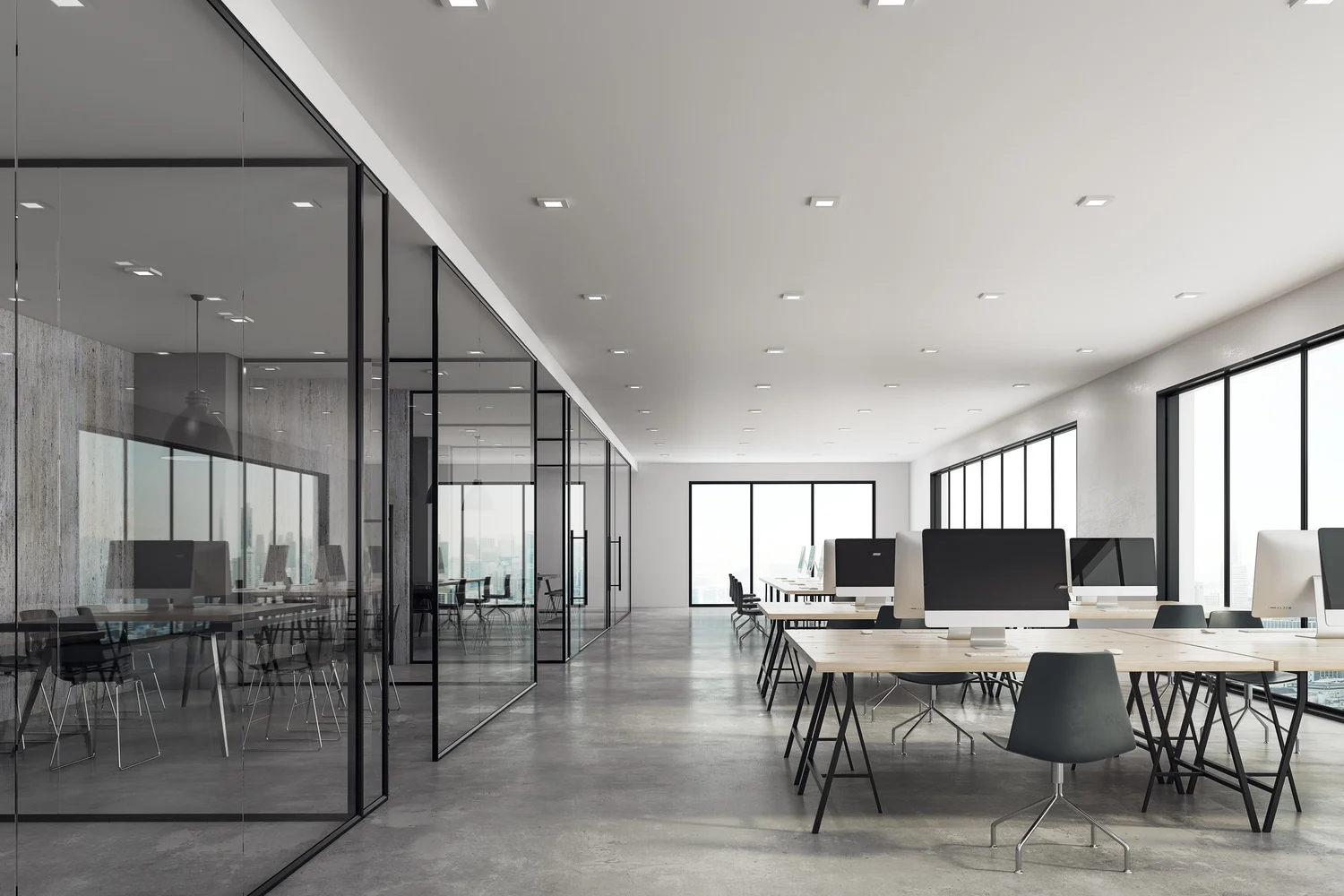 Luxury office renovation with high-end finishes